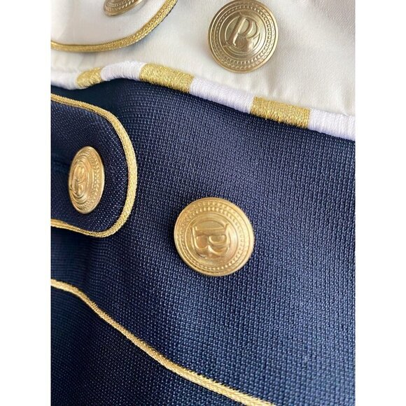 Pierre Balmain Wide Leg Knit Sailor Style Navy BLue Palazzo Pants 36 - Picture 5 of 13